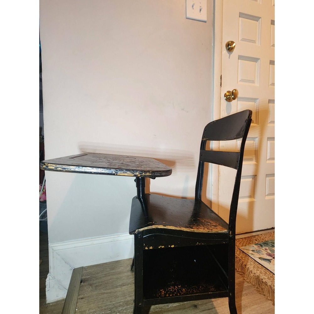 Vintage 1976 Bicentennial Irwin Seating Co Antique School Desk Black - Picture 7 of 8